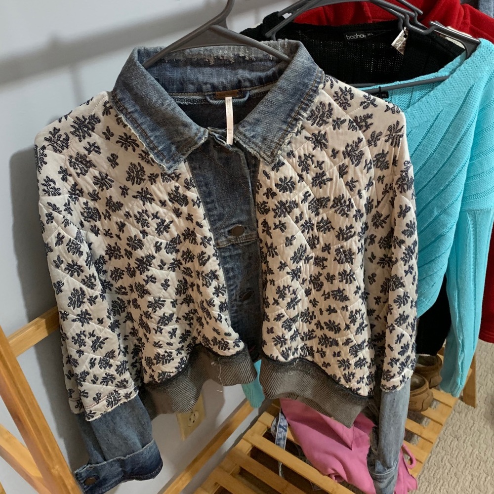 free people ditsy denim jacket